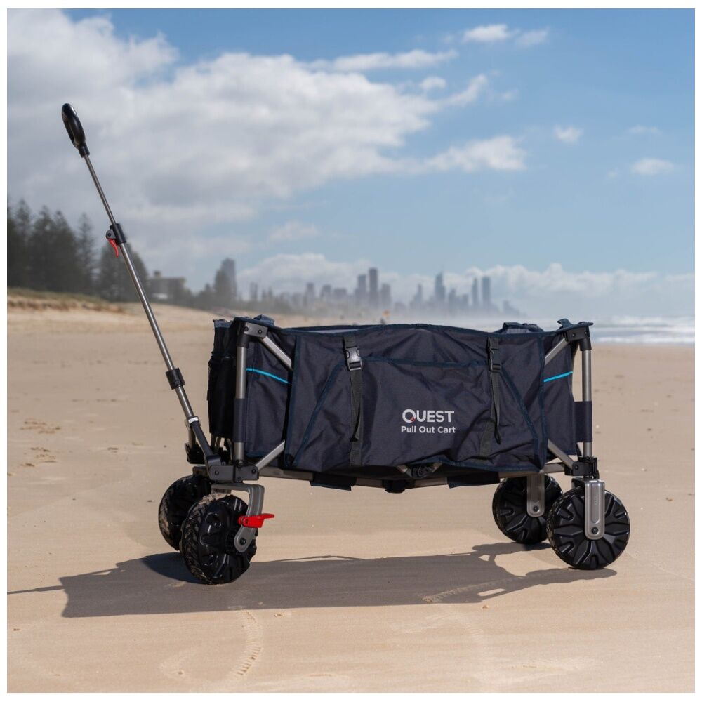 Quest Outdoors Grab N Tow Cart Wagon All-Terrain Folding 100kg Capacity Navy