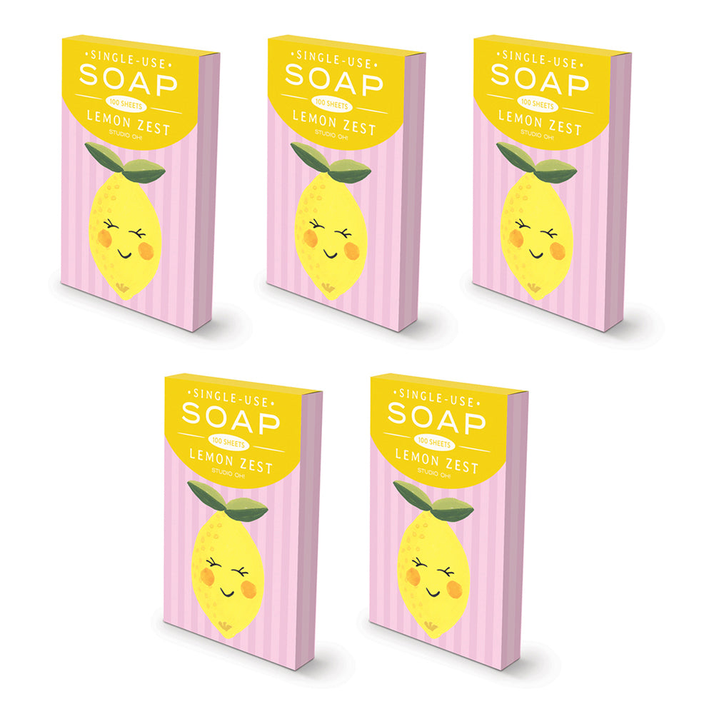 5x 100pc Studio Oh Single Use Soap Sheet 8.2cm - Lemon/Citrus Bliss