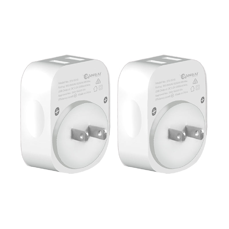 2PK Sansai Travel Adaptor w/ 2 x USB Ports - AU/Japan Region