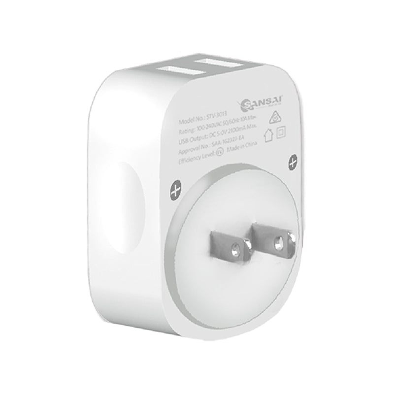 2PK Sansai Travel Adaptor w/ 2 x USB Ports - AU/Japan Region