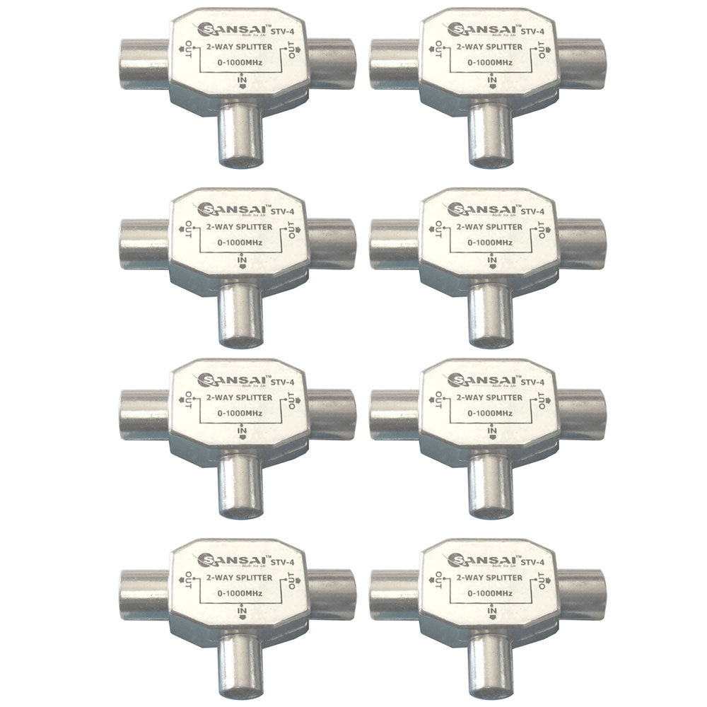 8x PAL/TV/FM Radio 2 Way Antenna Splitter Coax Adapter