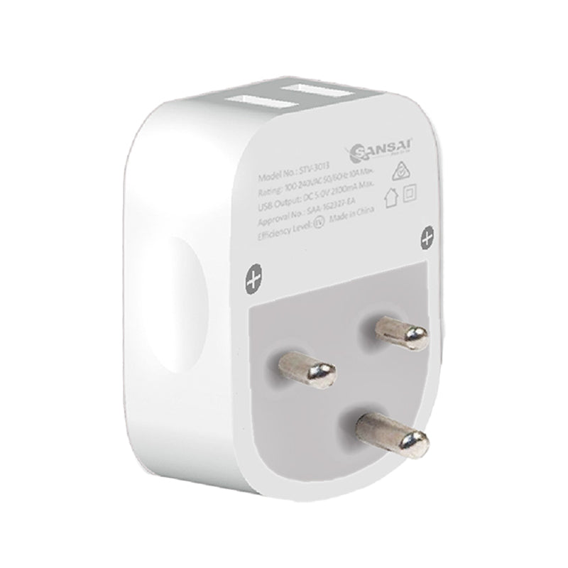2PK Sansai Travel Adaptor w/ USB-C And USB-A Port - AU/ZA Region