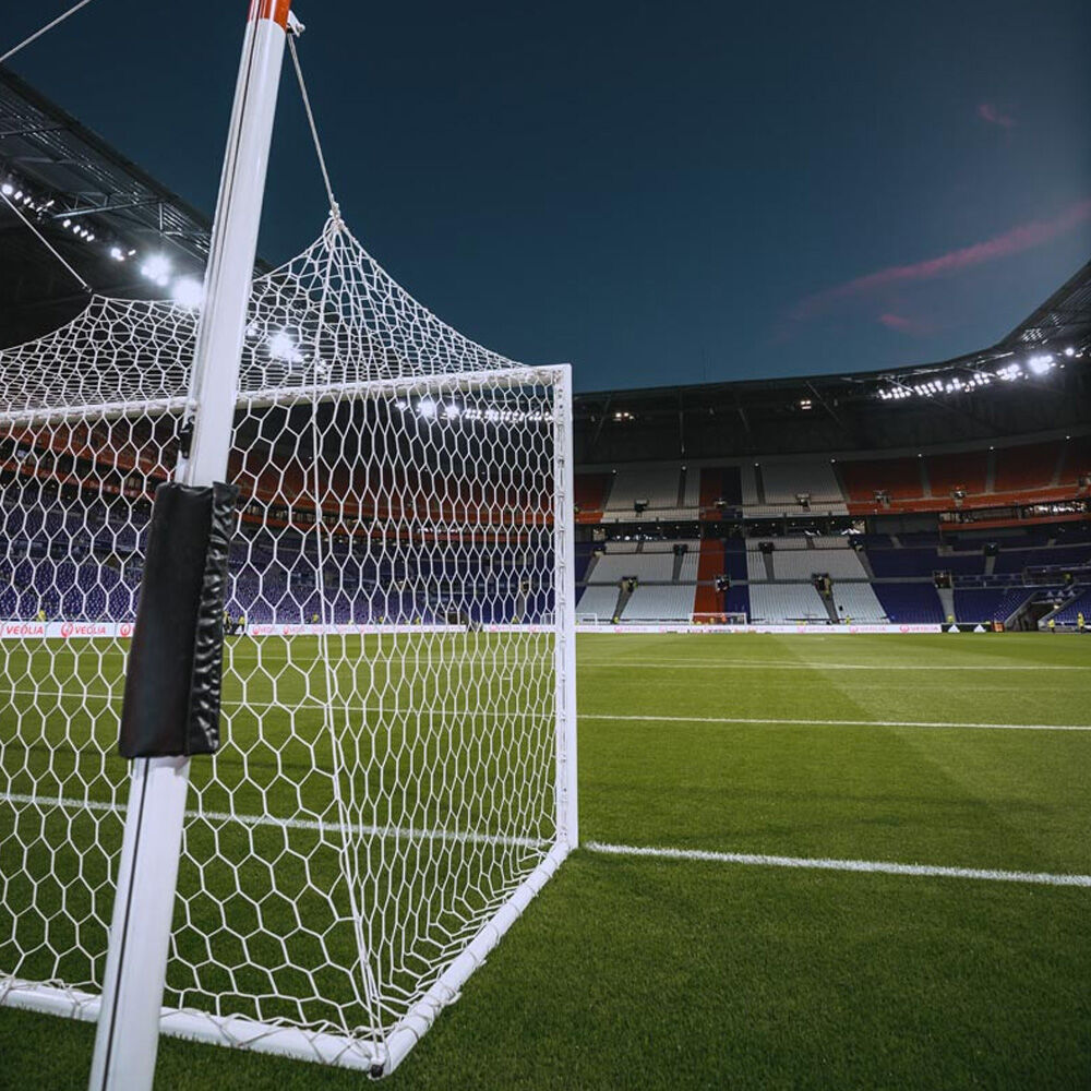 2pc Bownet Box Full Size Nylon Soccer Goal Net 750x250cm - White