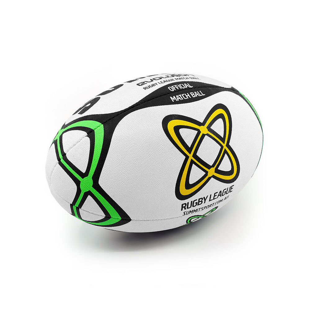 Summit Global Evolution Rugby League Ball 2.0 Size 5 - White/Green