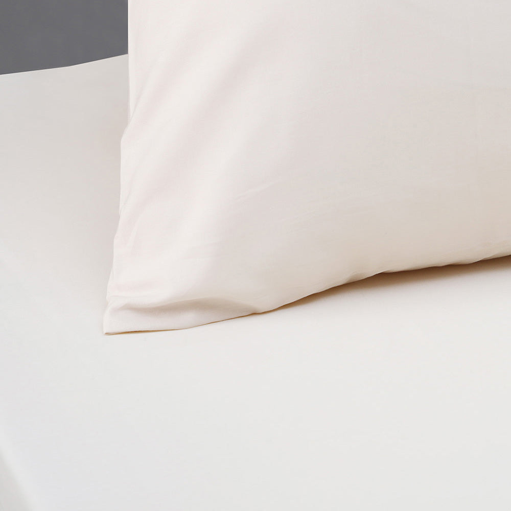 Bambury Size King Bed Plain Dyed Fitted Sheet Set Cream Home Bedding