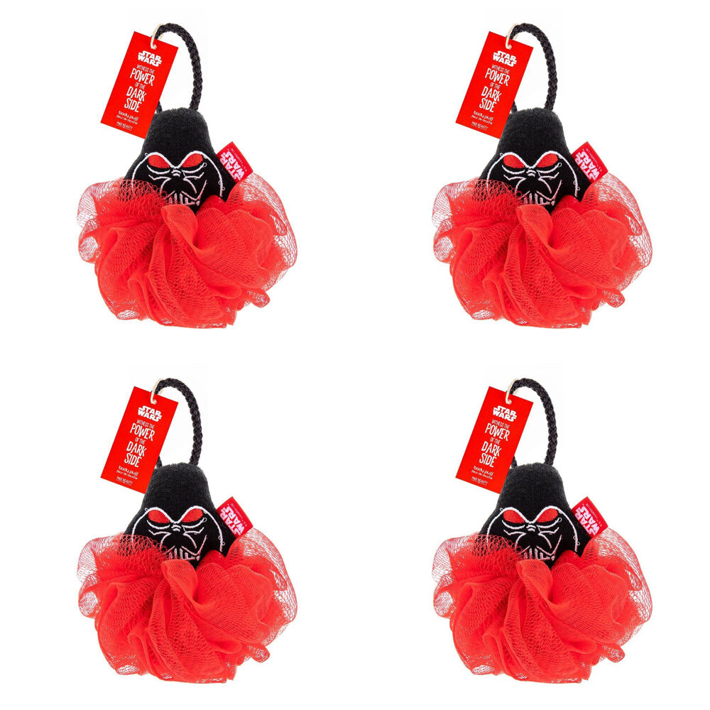4PK Star Wars Dark Side Darth Vader Shower Loofah Body Cleansing Puff Red
