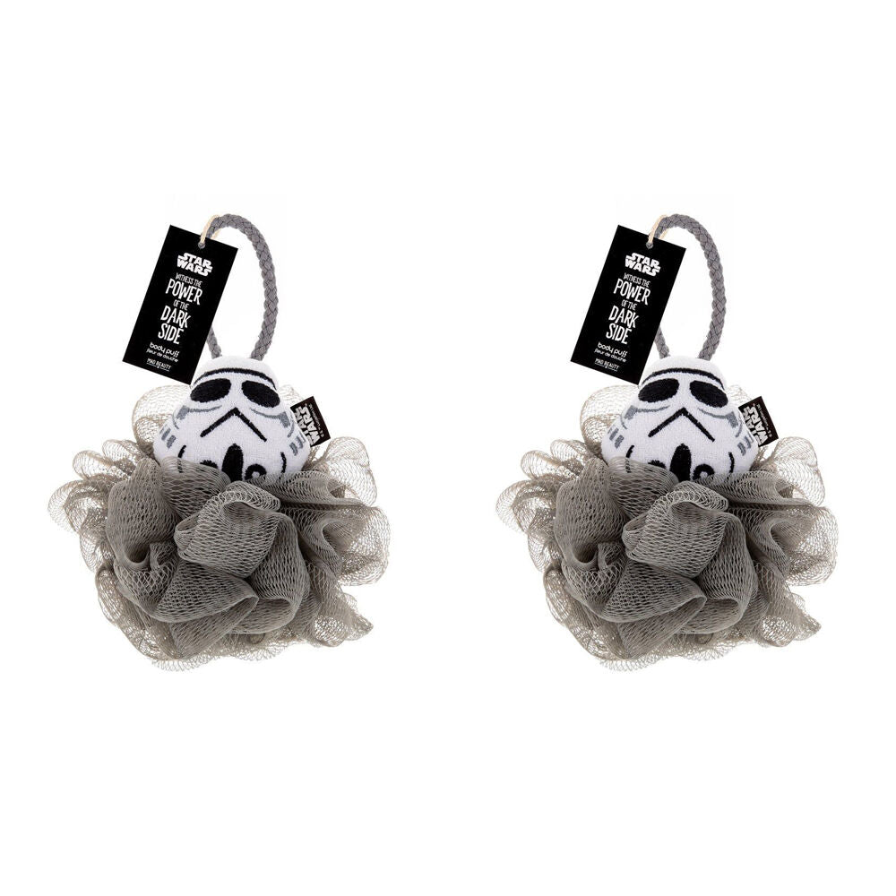 2PK Star Wars Dark Side Storm Trooper Shower Loofah Body Cleansing Puff Grey