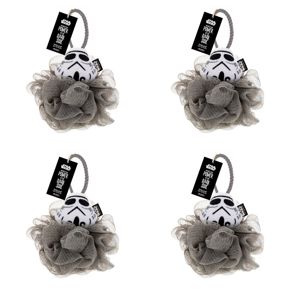 4PK Star Wars Dark Side Storm Trooper Shower Loofah Body Cleansing Puff Grey