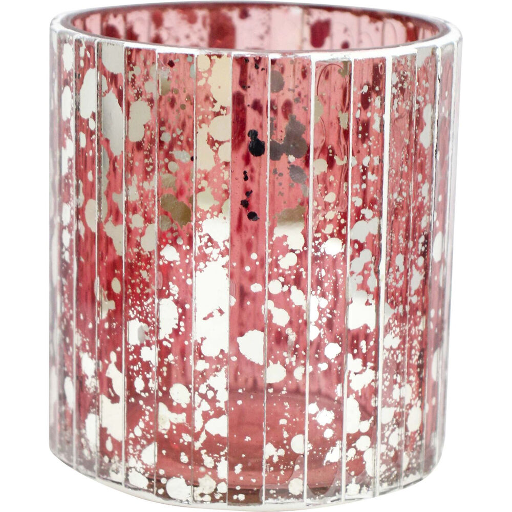 2PK LVD Glass Votive Candle Holder Home Decor 10cm Mosaic Cranberry