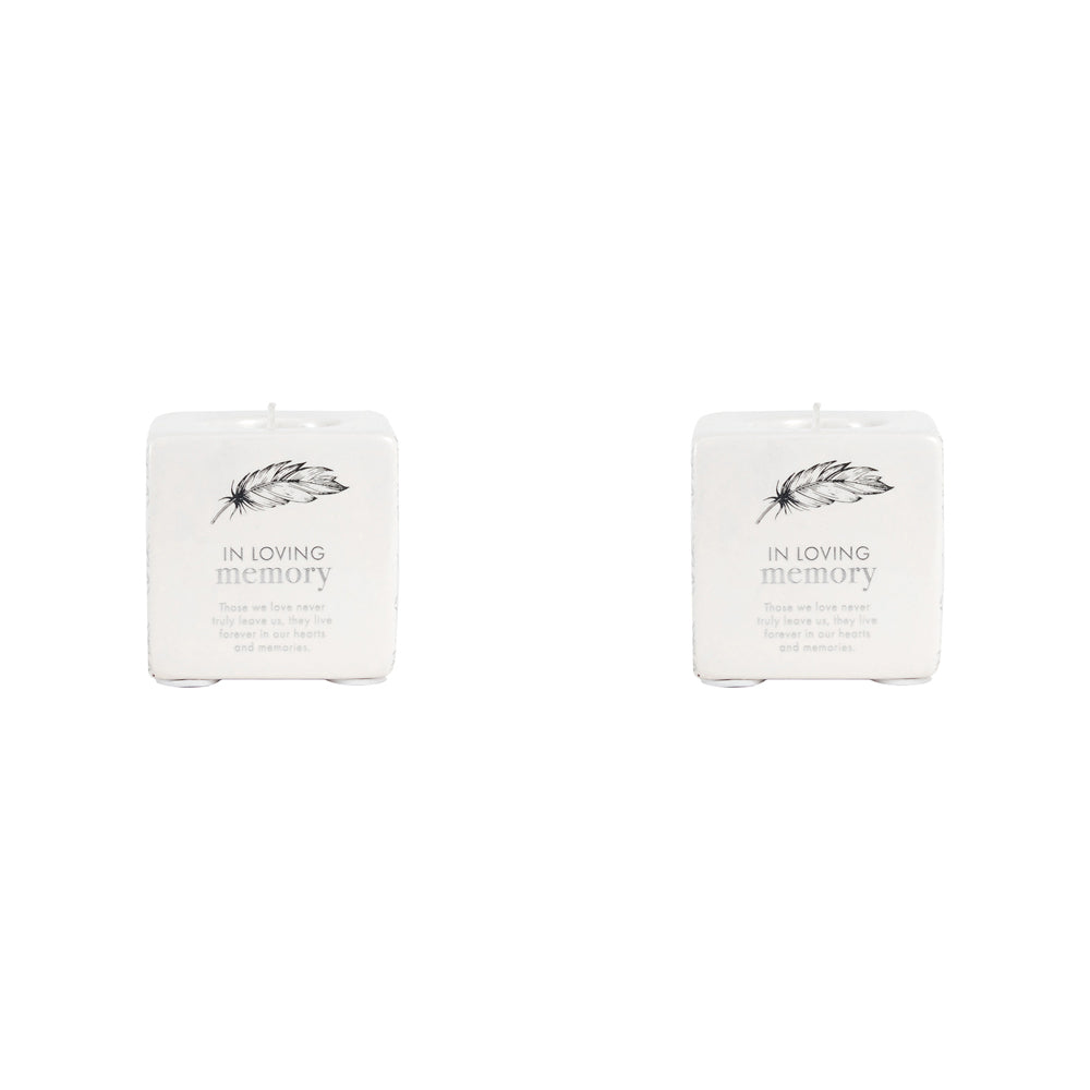 2PK Splosh Sympathy In Loving Memory Ceramic Candle Holder White 8cm