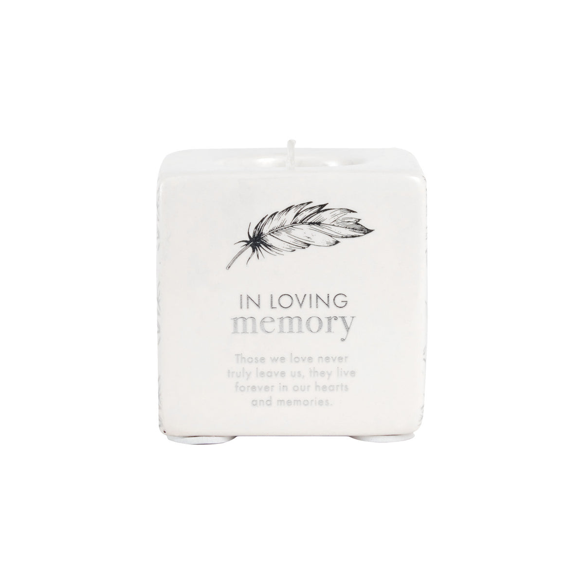 2PK Splosh Sympathy In Loving Memory Ceramic Candle Holder White 8cm