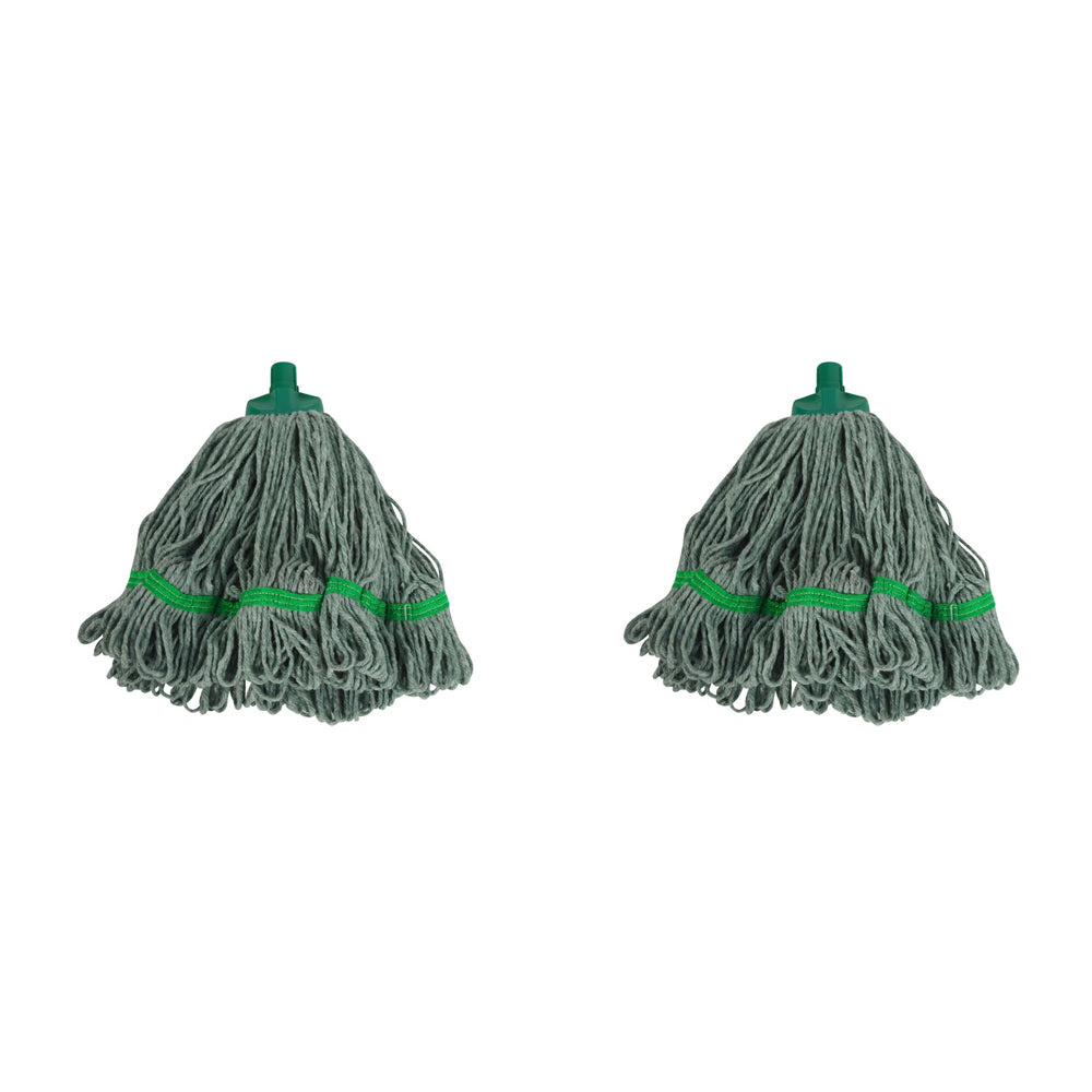 2PK SYR Syrtex 43cm Colour Yarn Floor Cleaning Mop Head Midi - Green