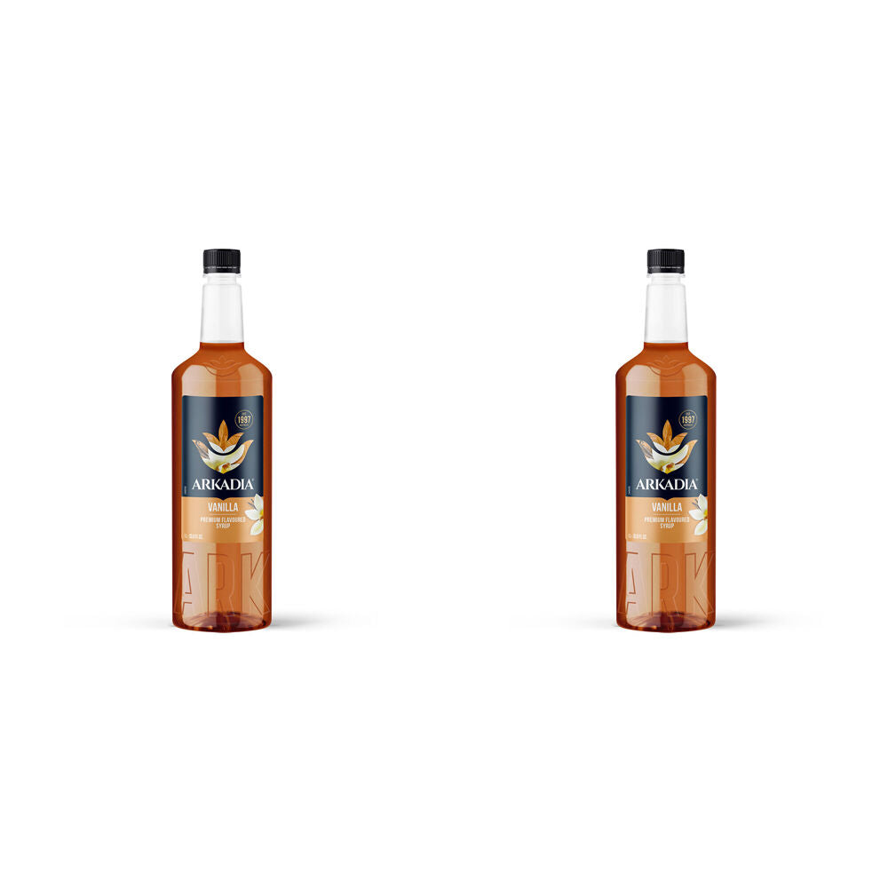 2PK Arkadia Vanilla Beverage Flavouring Syrup 1L 9x30cm - Cream