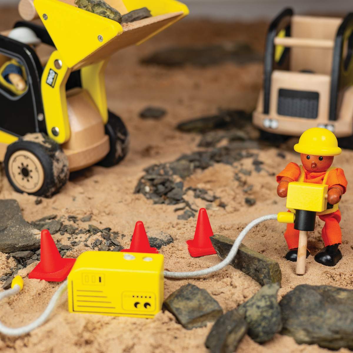 Tidlo Construction Equipment Figure 10cm Wooden Toy Set Kids Play 3+