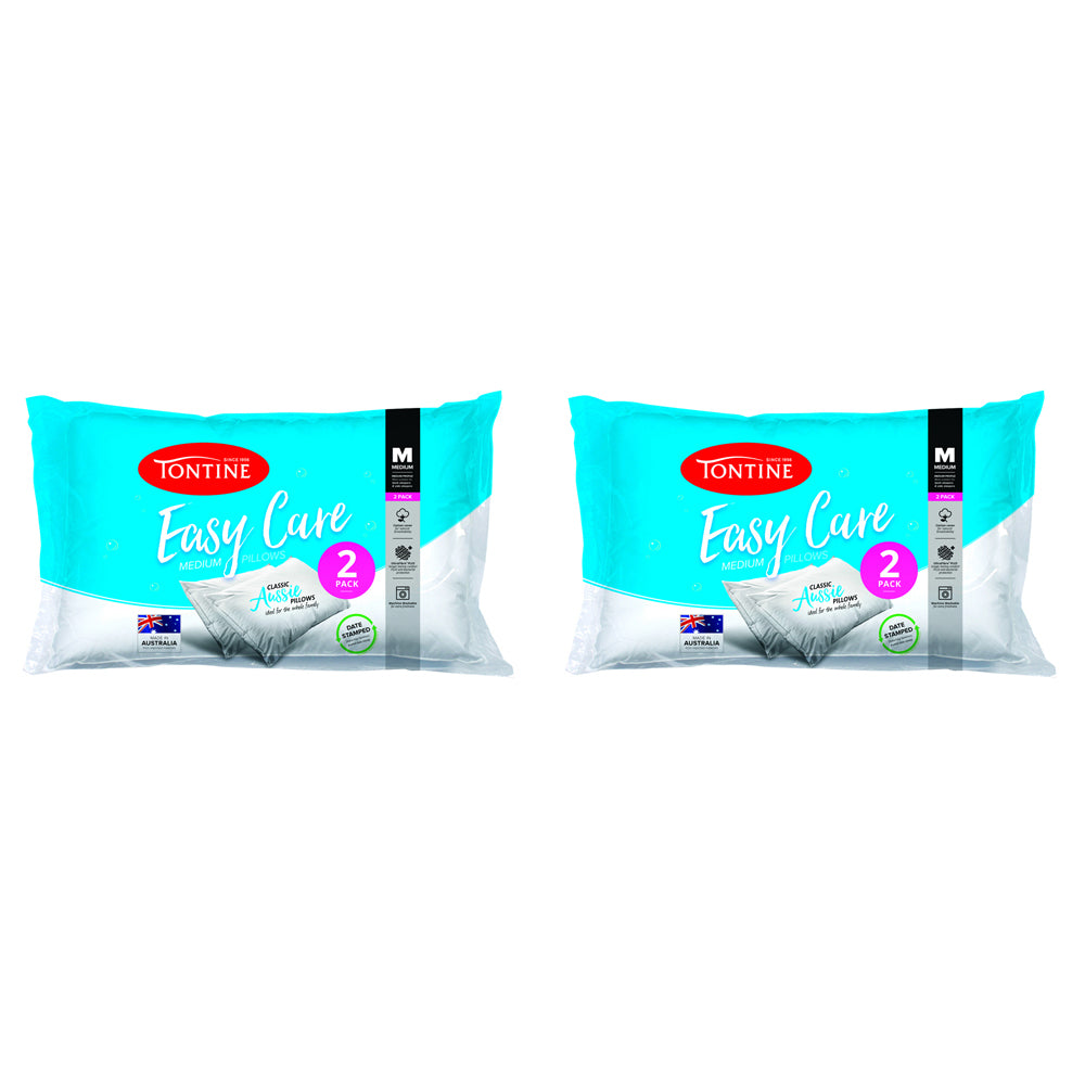 4pc Tontine Easy Care Medium Sleep Comfort Pillow - White