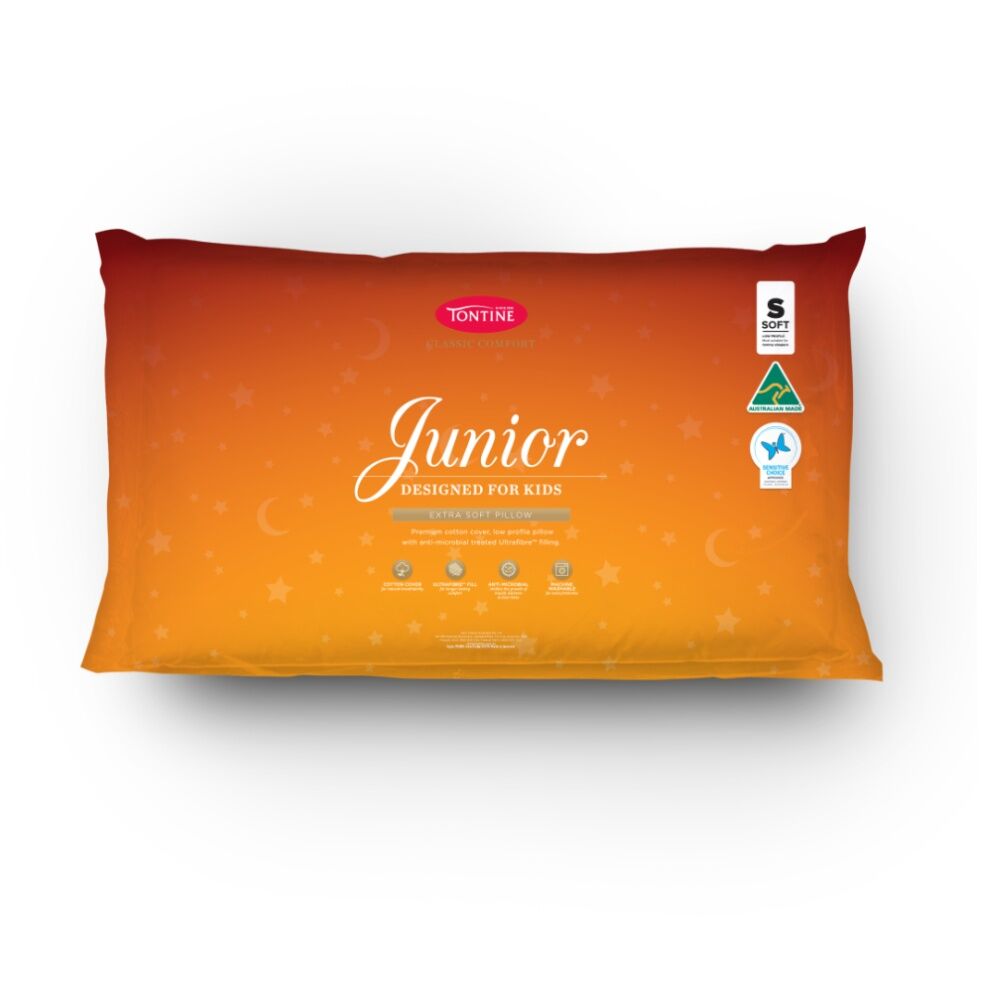 2PK Tontine Classic Comfort Junior/Childrens Pillow Low & Soft For Kids Standard