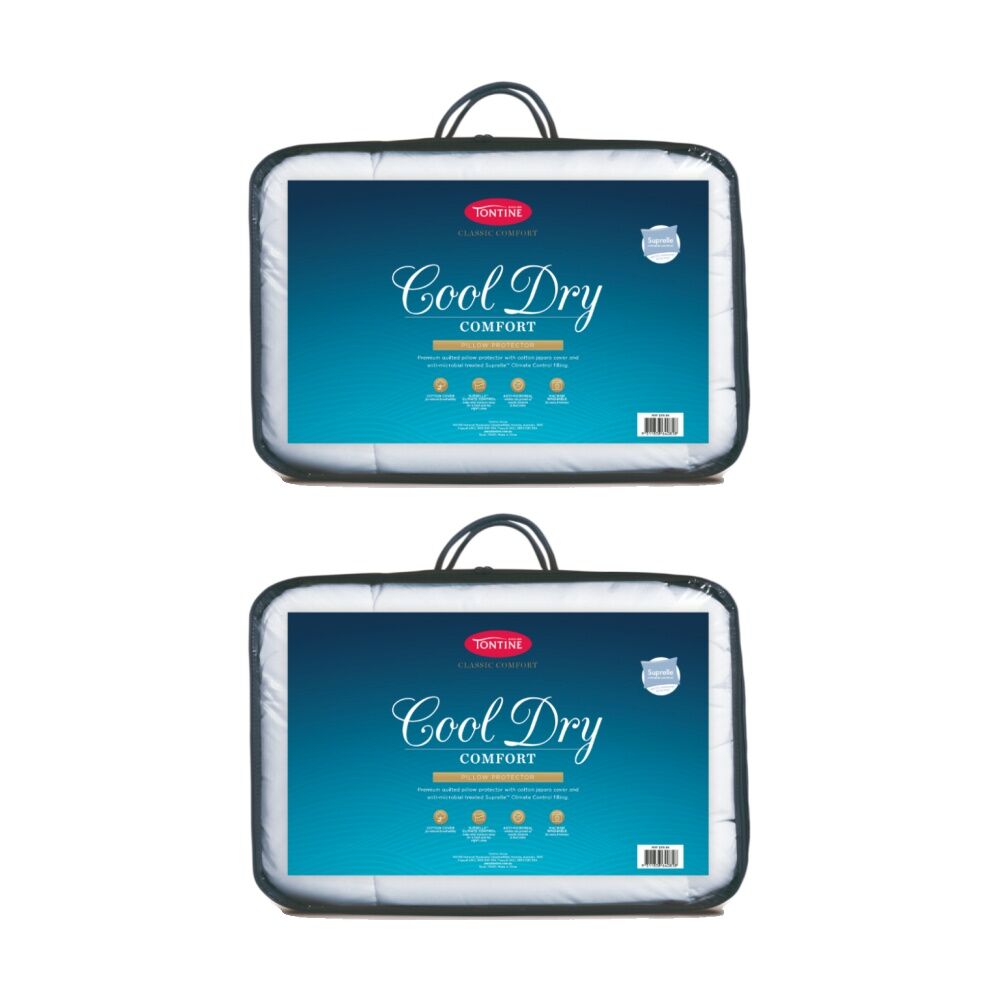 2PK Tontine Classic Comfort Cool Dry Pillow Protector Climate Control Standard
