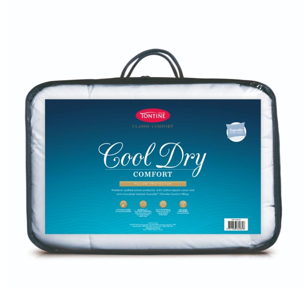 2PK Tontine Classic Comfort Cool Dry Pillow Protector Climate Control Standard