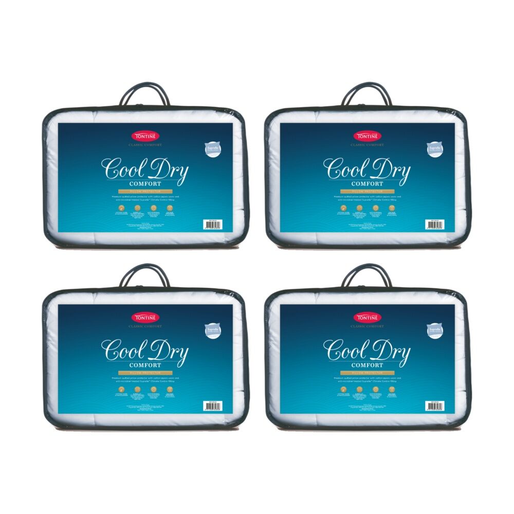 4PK Tontine Classic Comfort Cool Dry Pillow Protector Climate Control Standard