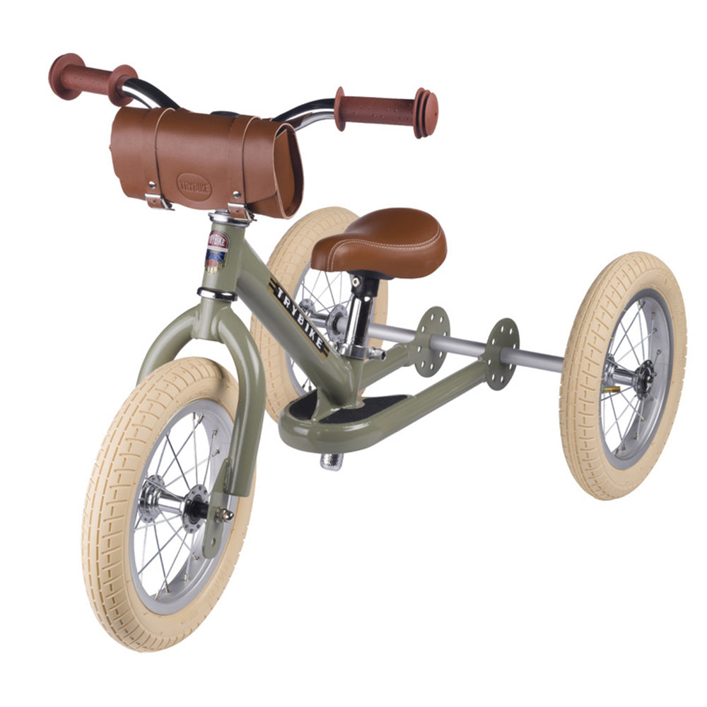 Trybike Leatherette Handlebar Bag 18cm Storage Pouch Brown 1y+