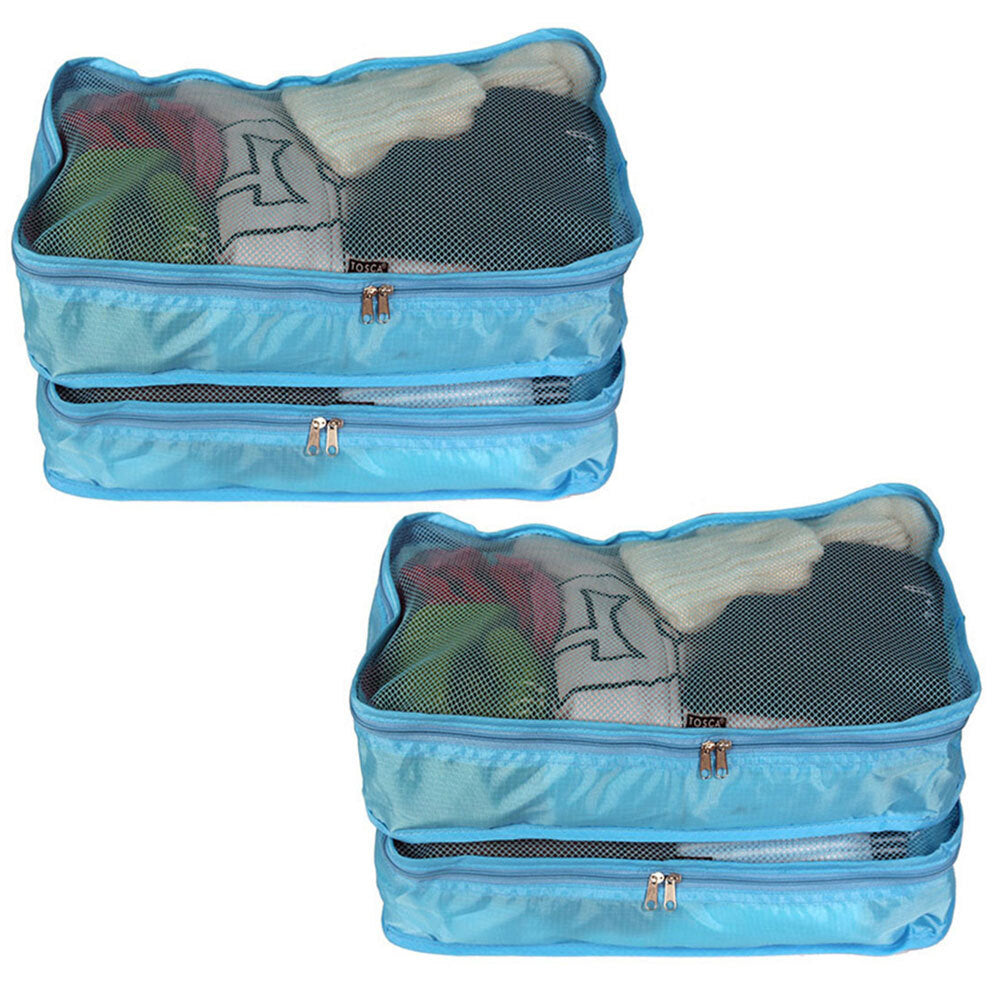 2x 2pc Tosca Travel Packing Cube Storage Bags - Aqua
