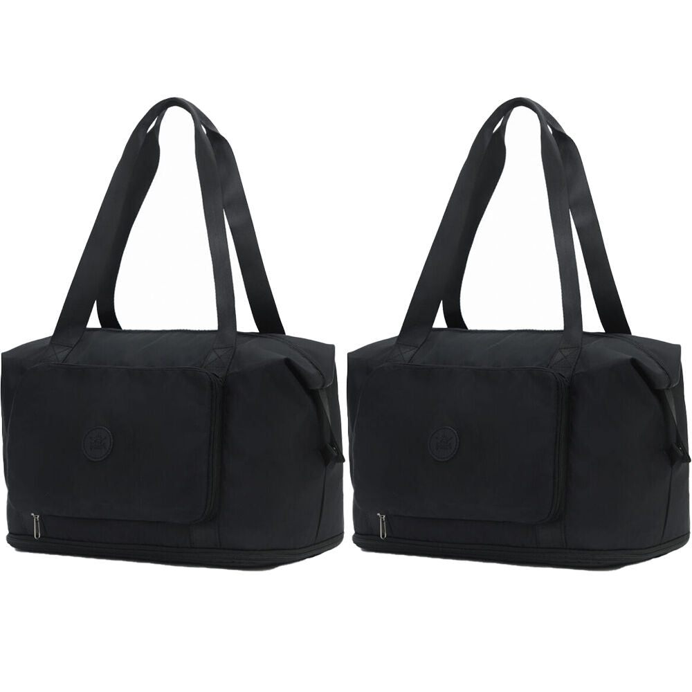 2PK Tosca Foldable & Expandable Holiday/Travel Tote Bag Black