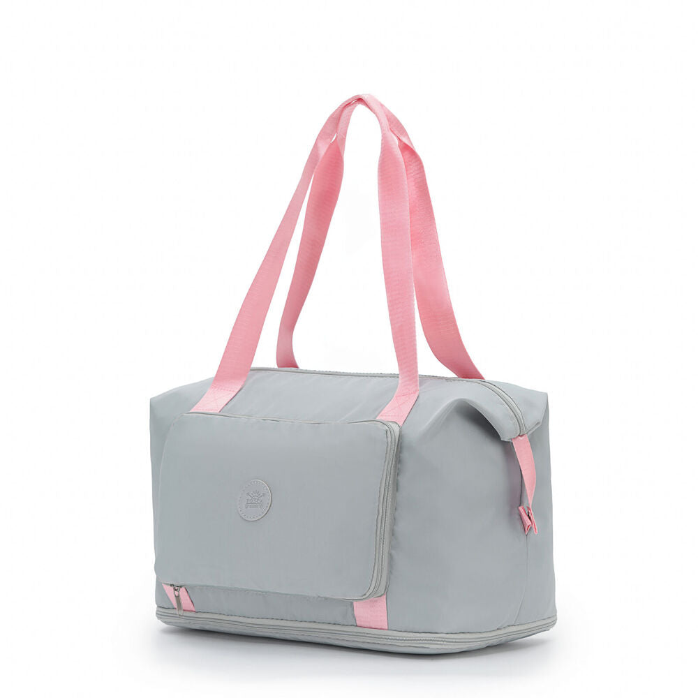 2PK Tosca Foldable & Expandable Holiday/Travel Tote Bag Grey/Pink