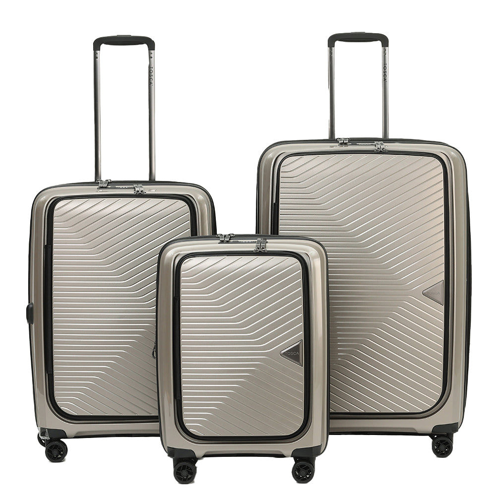 3pc Tosca Space X 20" Carry On 25/29" Trolley Case Set - Champagne