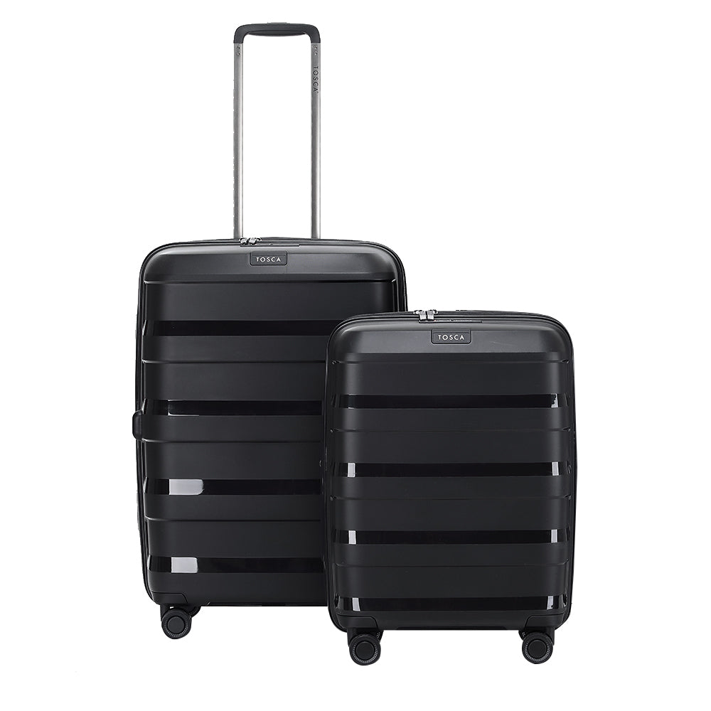 Tosca Comet 40L/20" & 88L/25" Hard Case Trolley Suitcase Combo Black