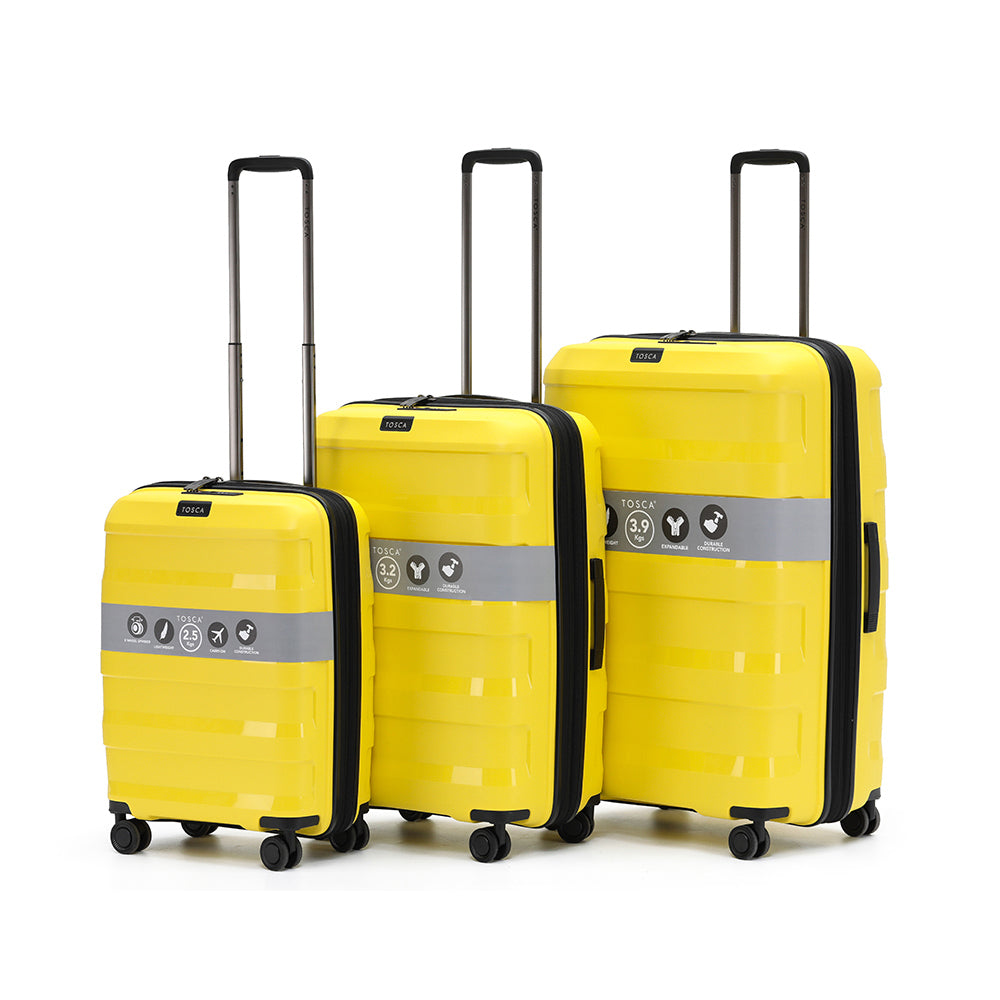 3pc Tosca Comet Wheeled Suitcase Luggage Set - Yellow