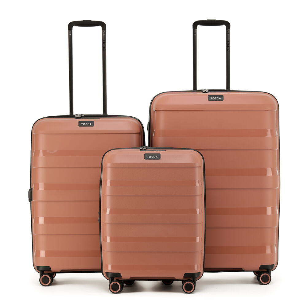 3pc Tosca Comet Polypropylene Hard Shell Luggage/Suitcase Set - Mocha
