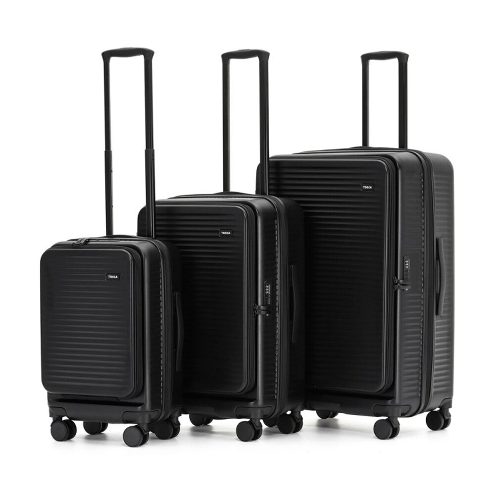3pc Tosca Zen Travel Suitcases/Luggage Set W/ Wheels & Combination Lock Black