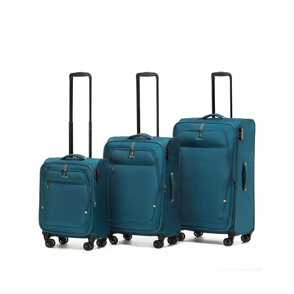 3pc Tosca Luna Lite Troller Travelling Suitcase Luggage Set Teal/Lime