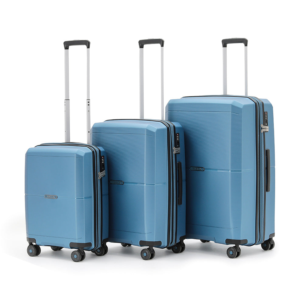 3pc Tosca Globetrotter Wheeled Suitcase Luggage Set - Blue