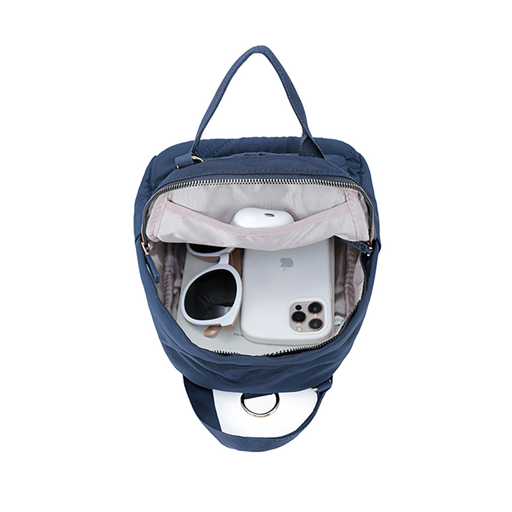 Tosca Mini Utility Compact Carry Bag Navy Stitch w/Strap Loops