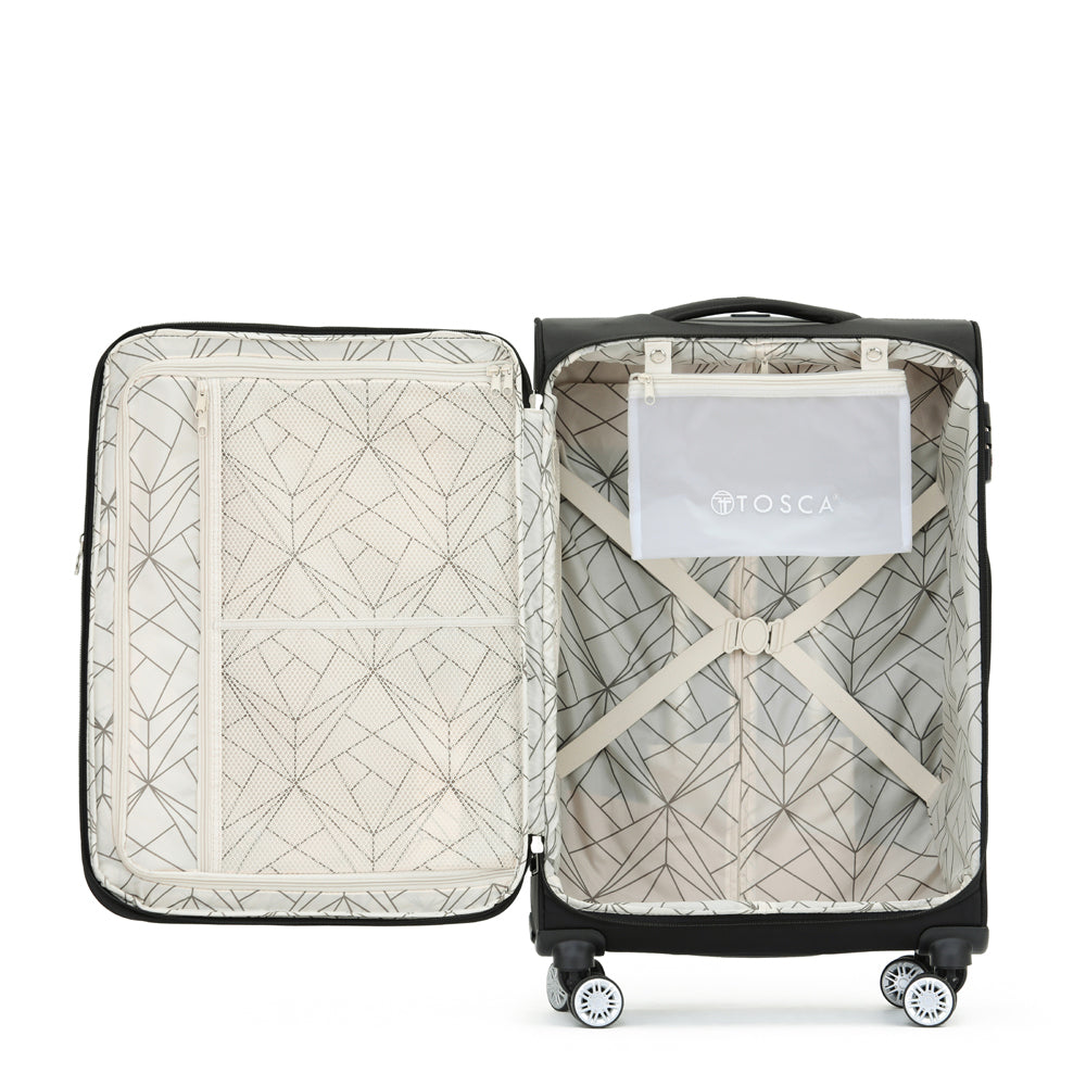 Tosca Transporter 26" Checked Trolley Luggage Suitcase - Black