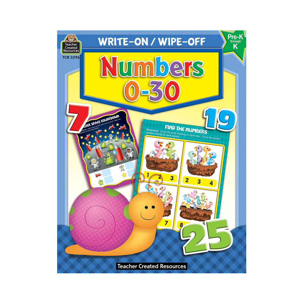 3PK Teacher Created Resources Numbers 0–30 Write-On Wipe-Off Book 4y+