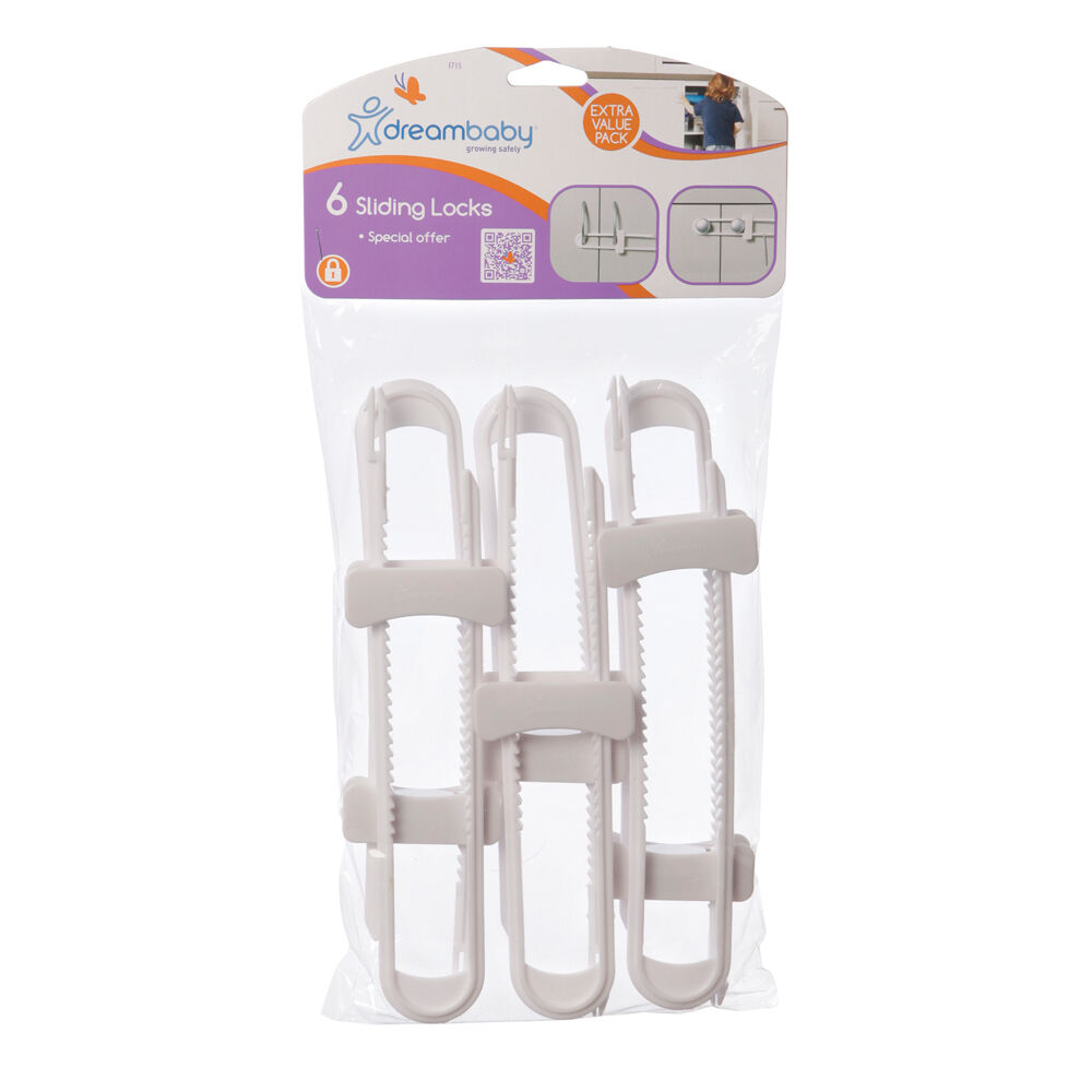 6pc Dreambaby Baby/Kids Safety Sliding Lock Bag with Header White
