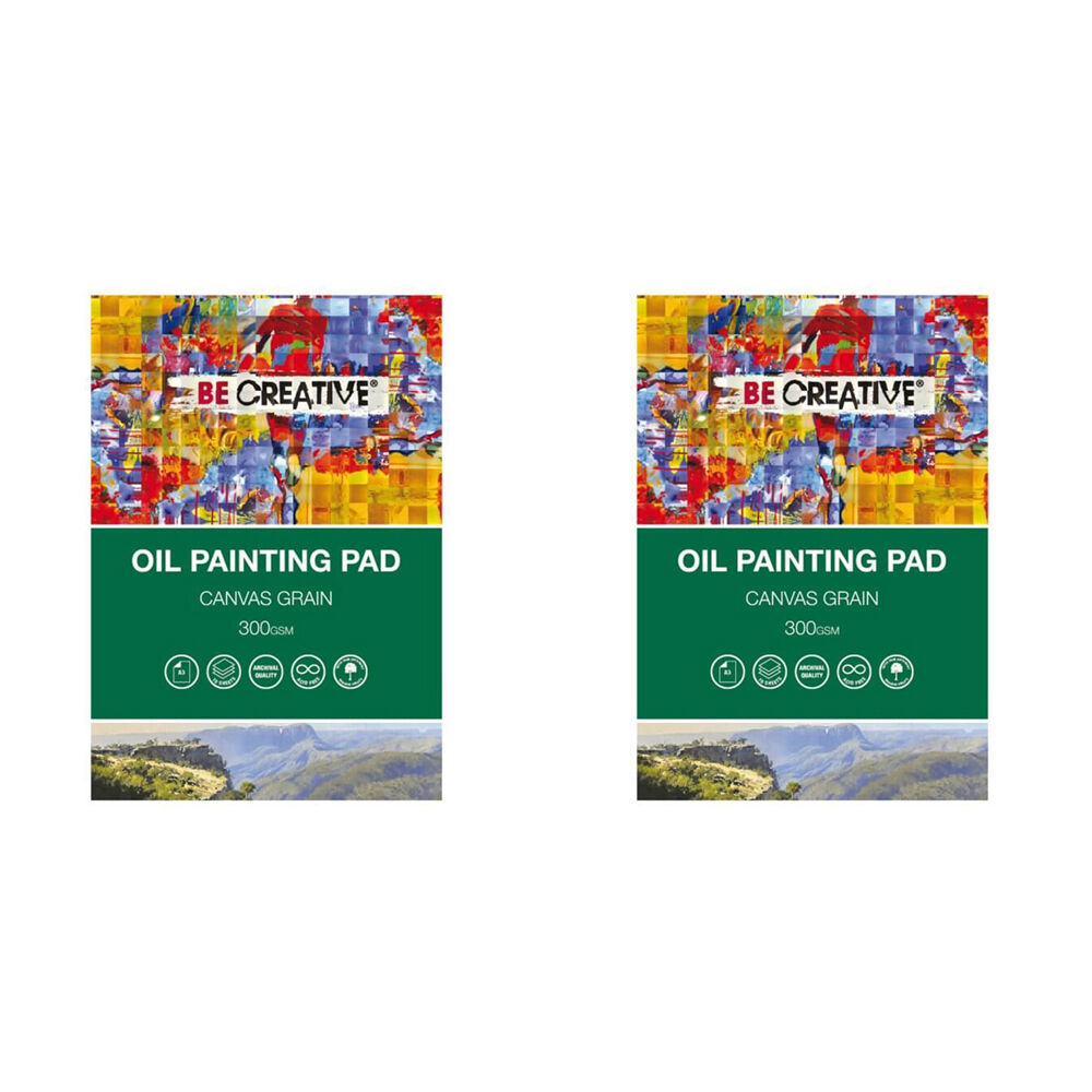 2PK Be Creative Oil Painting Heavy-Weight Paper Pad Canvas Grain 300gsm A3