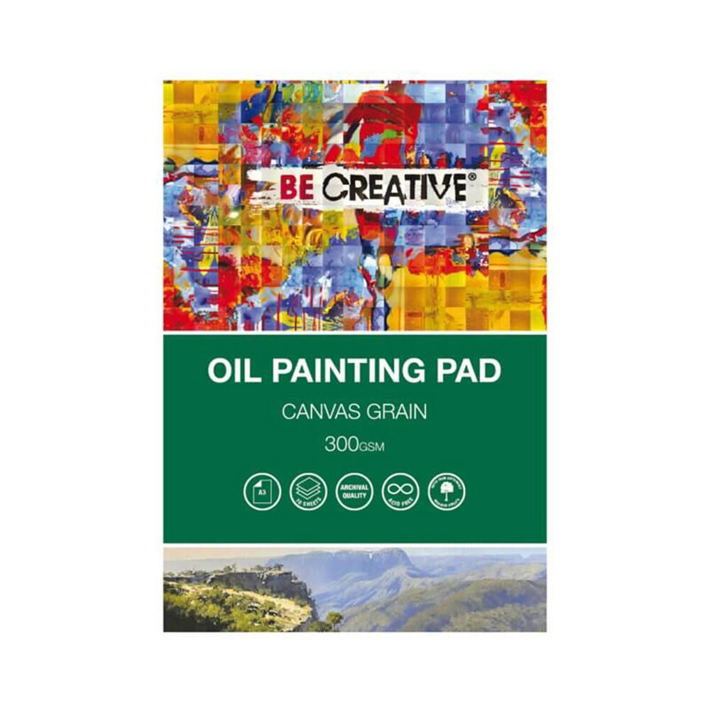 2PK Be Creative Oil Painting Heavy-Weight Paper Pad Canvas Grain 300gsm A3