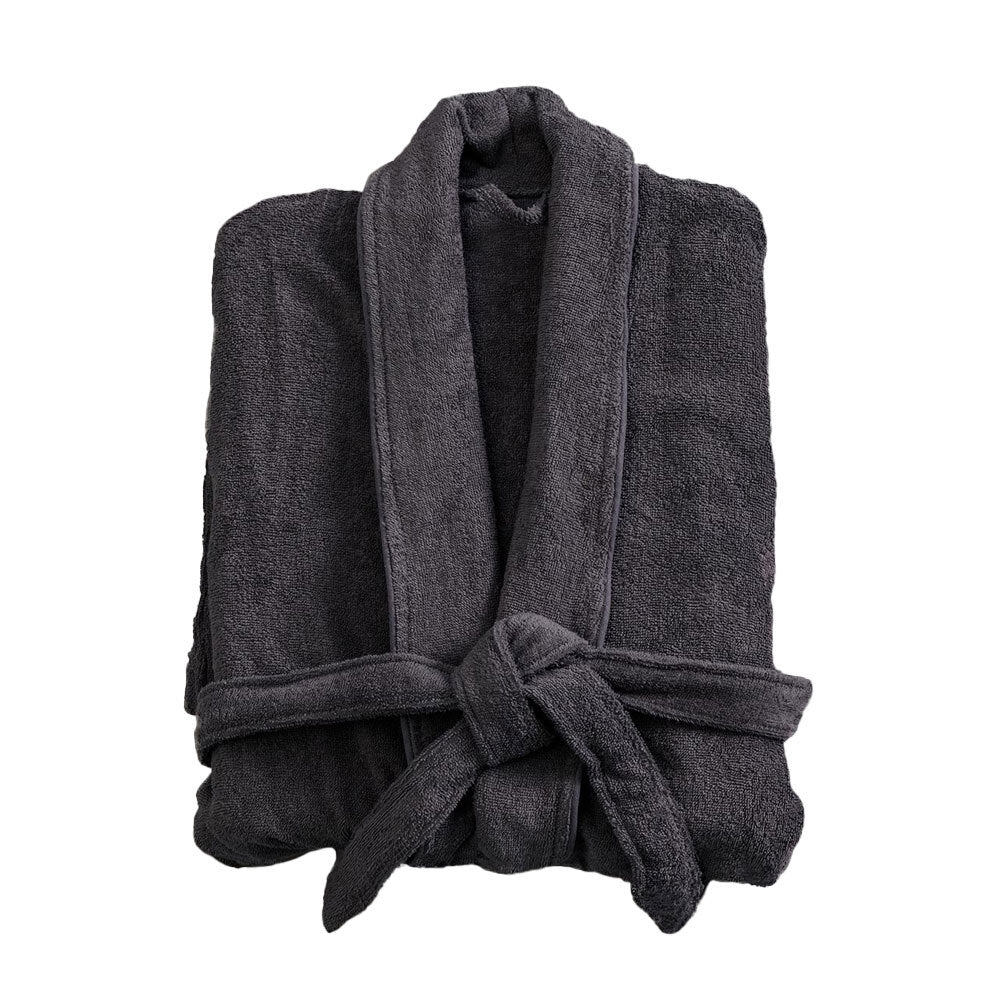 Canningvale Lusso Unisex Cotton Terry Durable Bathrobe - Nero Grey
