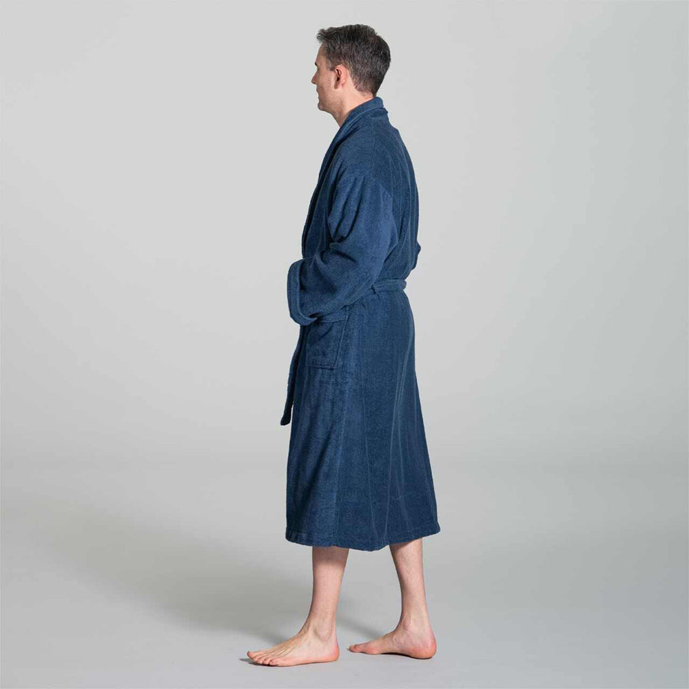 Canningvale Lusso Unisex Cotton Terry Durable Bathrobe - Mezzanotte Blue