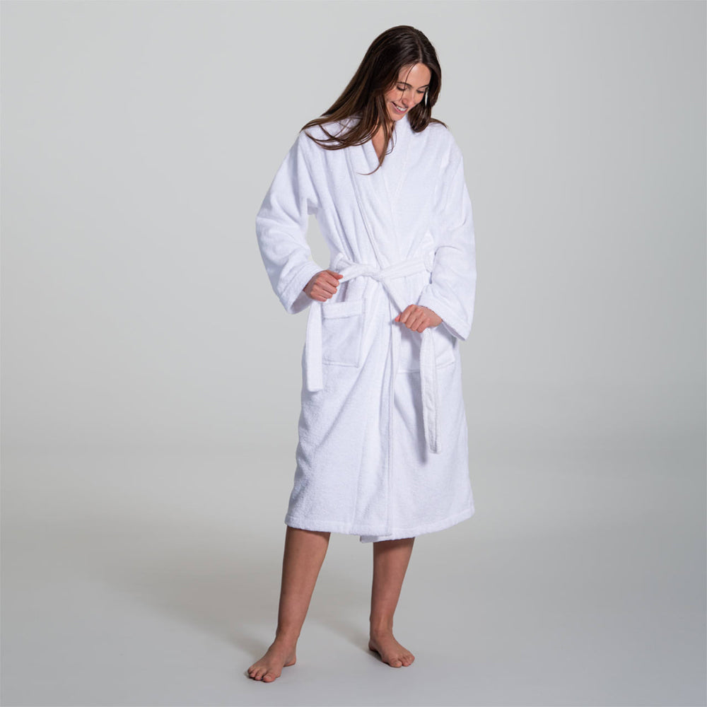 Canningvale Lusso Unisex Cotton Terry Durable Bathrobe - White