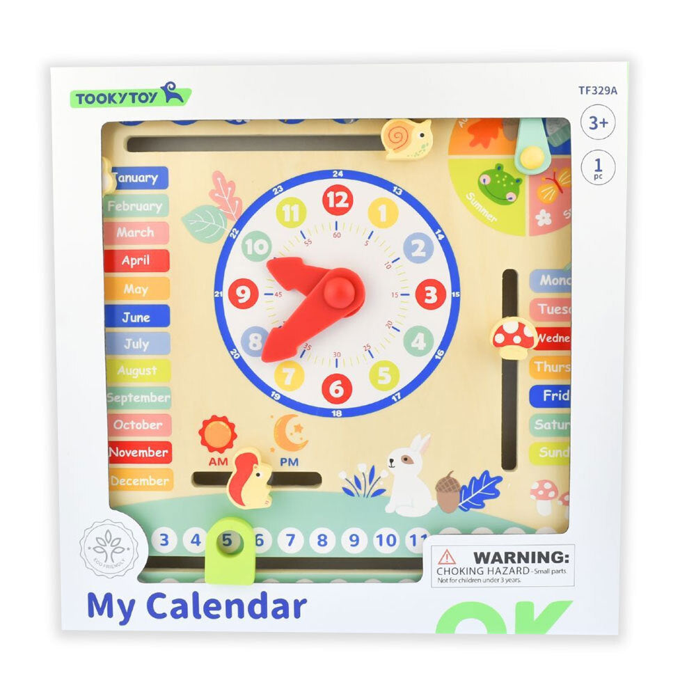 Tooky Toy My Forest Friend Kids Wooden Calendar With Adjustable Tabs 3Y+