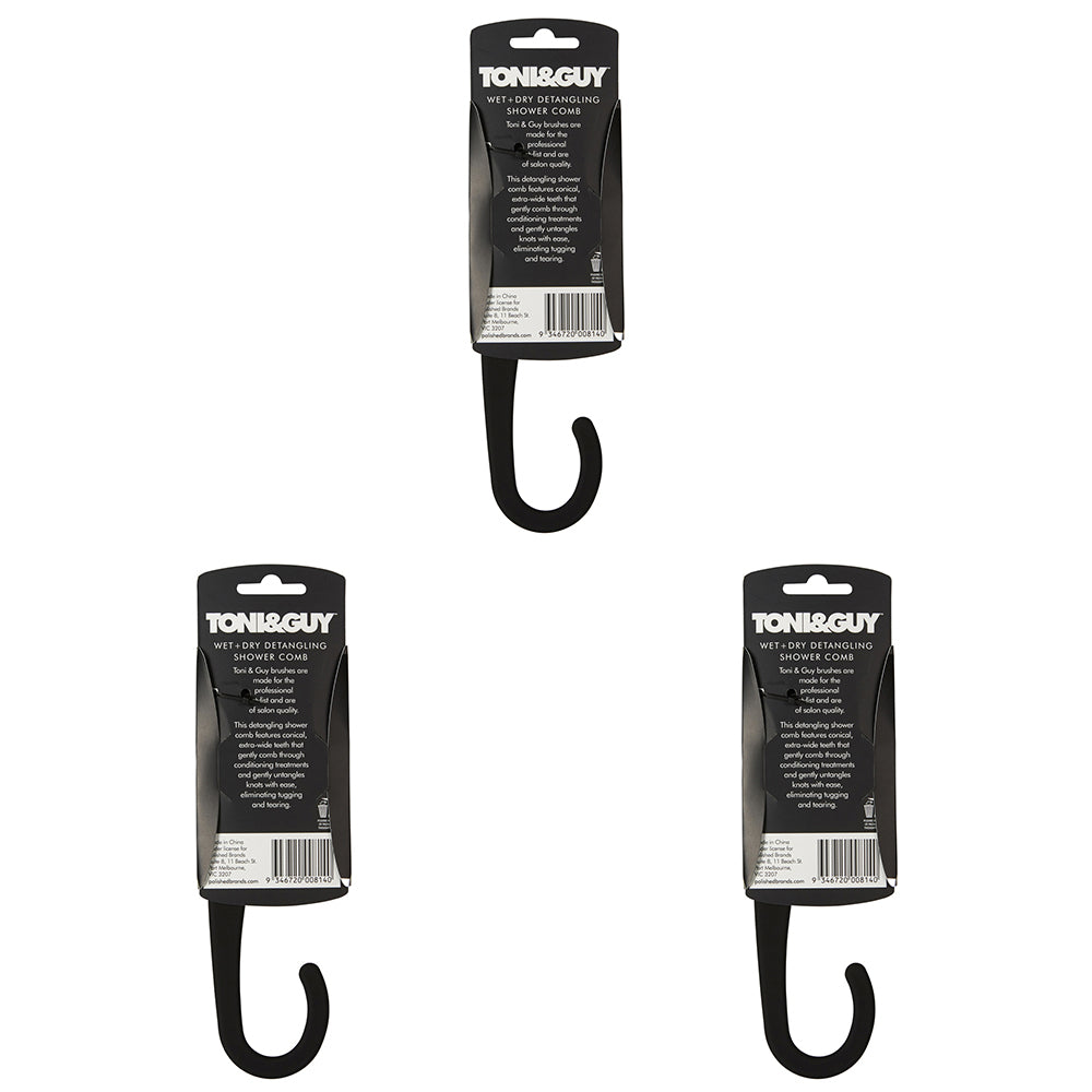 3PK Toni & Guy Wet + Dry Detangling Shower Comb Care/Styling