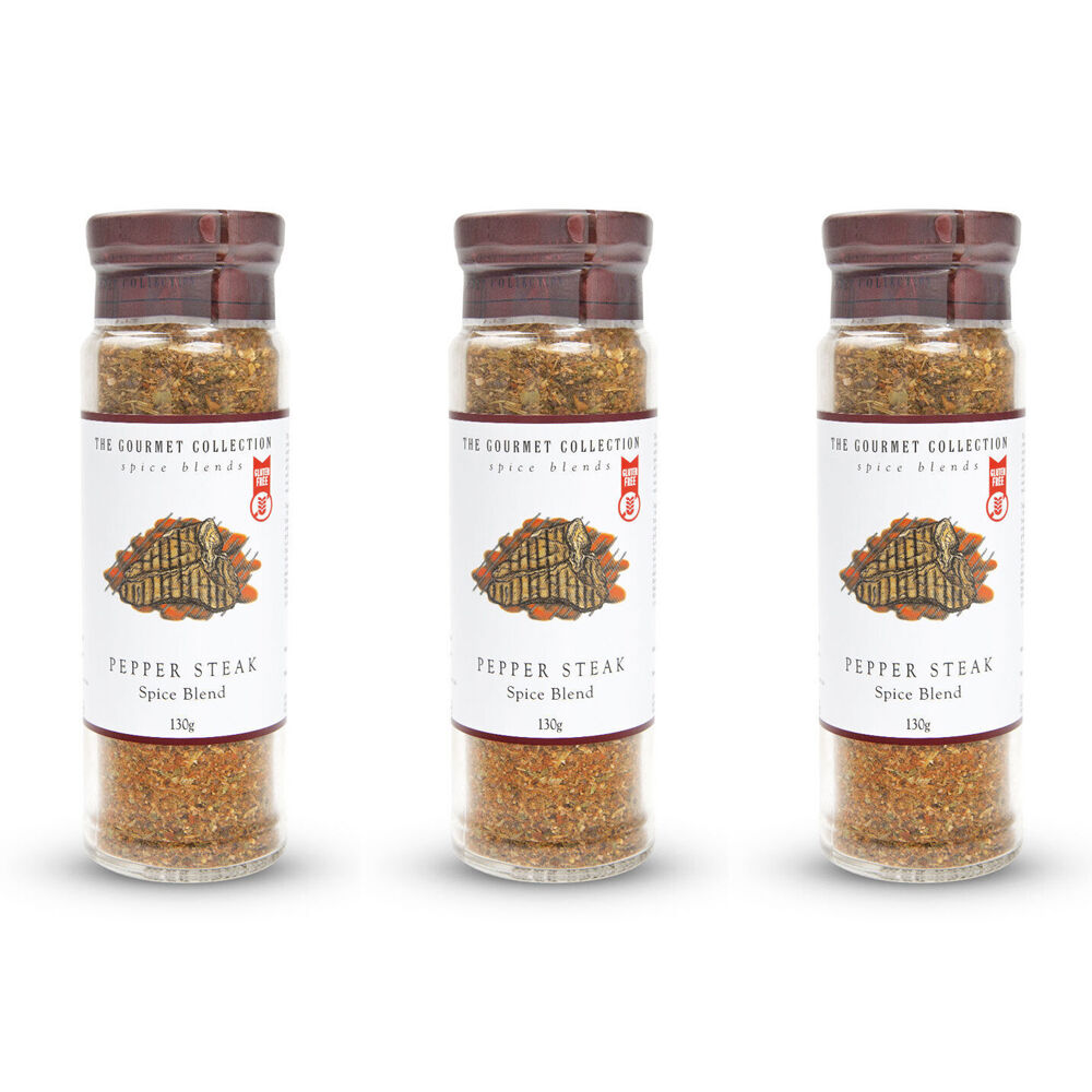 3PK Hot Shots The Gourmet Collection Spice Blend Pepper Steak 130g Seasoning