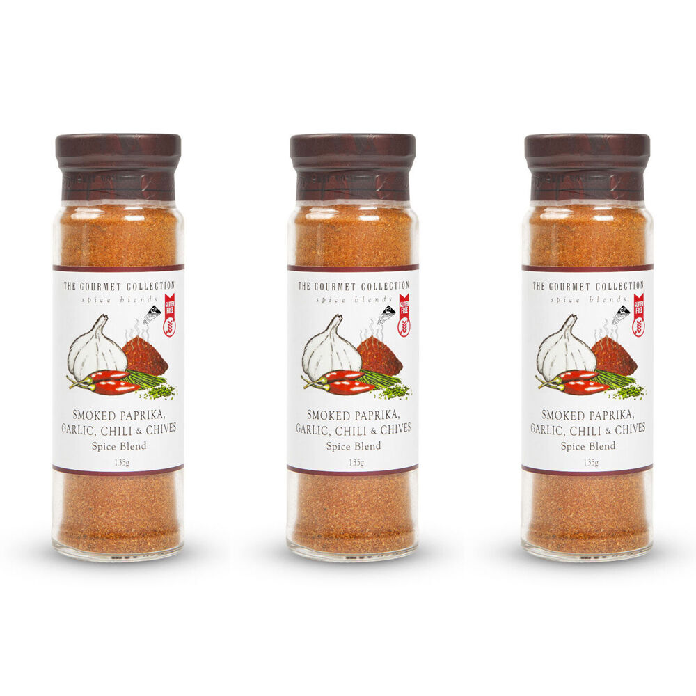 3PK Hot Shots The Gourmet Collection Smoked Paprika Garlic Chilli & Chives 135g