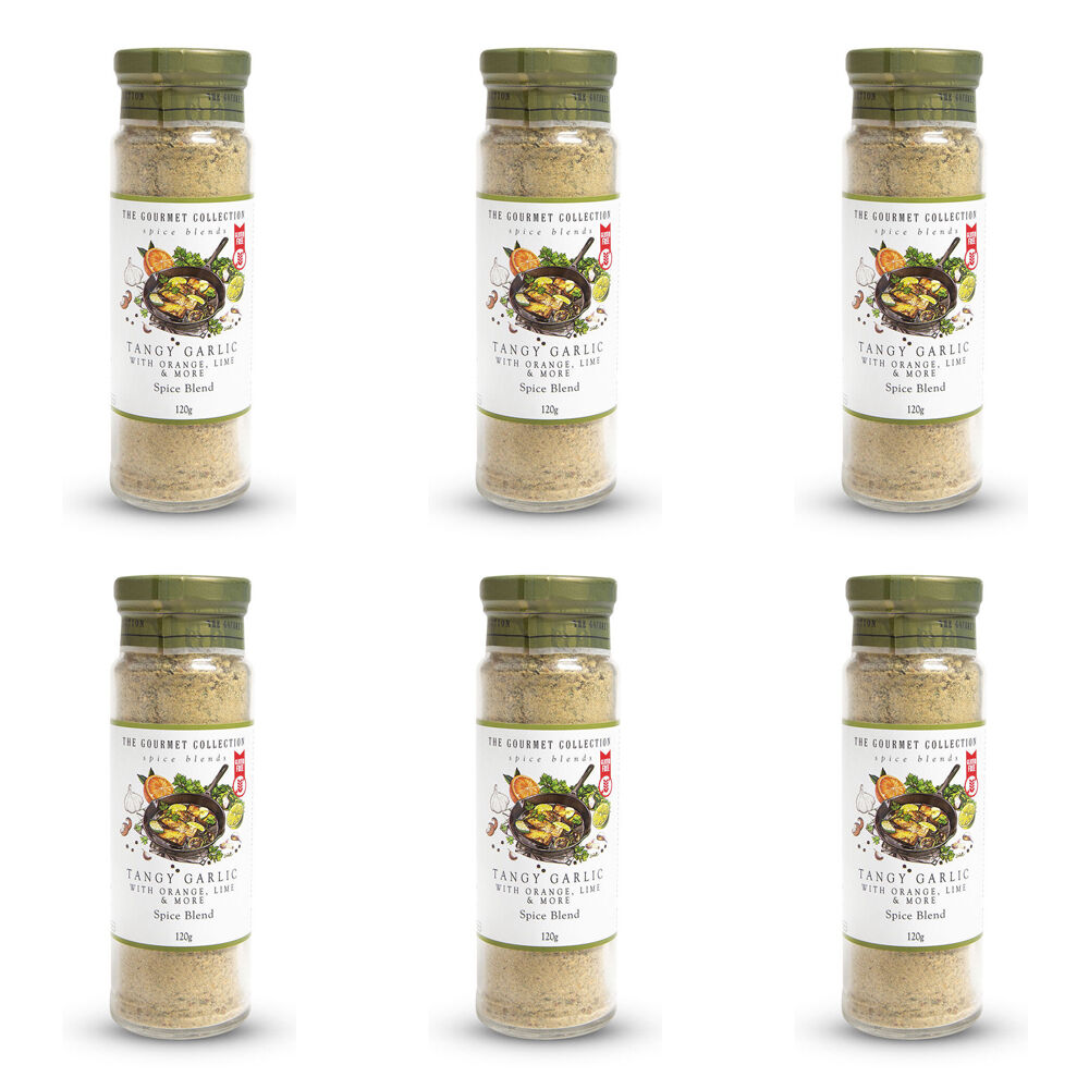 6PK Hot Shots The Gourmet Collection Spice Blend Tangy Garlic 120g Seasoning