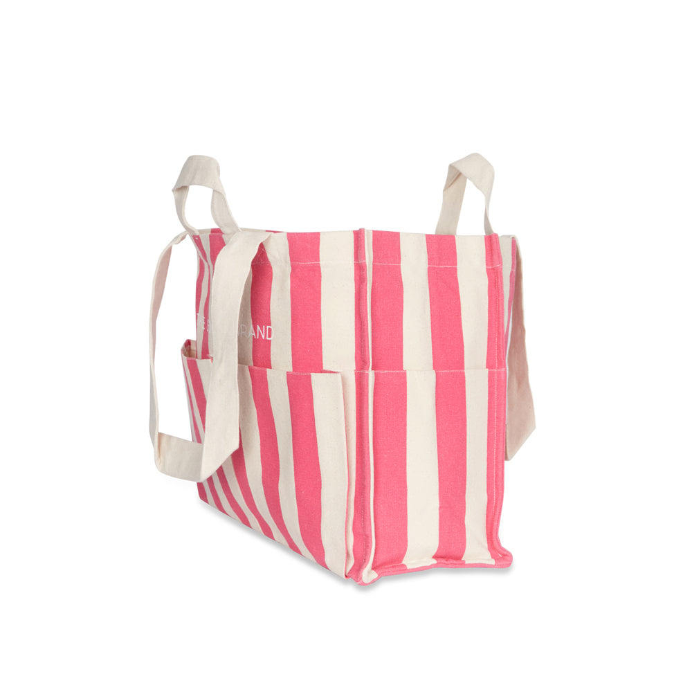 The Good Brand Women's Cotton Everyday Tote Bag 40cm - Hot Pink Stripe