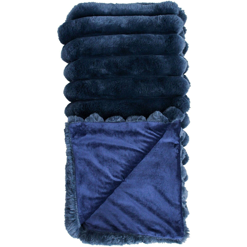 LVD Faux Fur Midnight Puffer Decorative Throw Blanket 130x150cm Black